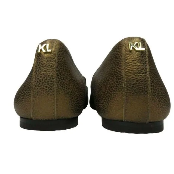 Karl Lagerfeld Destine Shoes Gold Bronze Pointy Toe Flats Size 6 M Shoes Paris