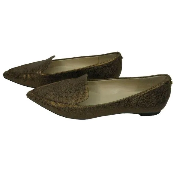 Karl Lagerfeld Destine Shoes Gold Bronze Pointy Toe Flats Size 6 M Shoes Paris