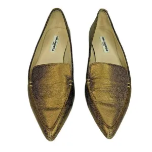 Karl Lagerfeld Destine Shoes Gold Bronze Pointy Toe Flats Size 6 M Shoes Paris