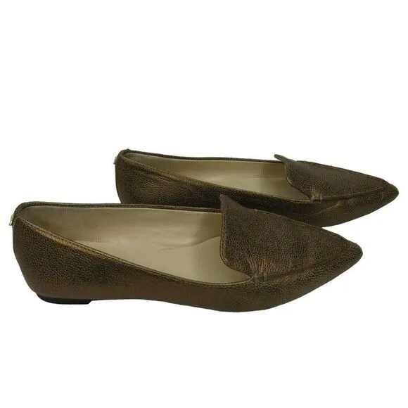Karl Lagerfeld Destine Shoes Gold Bronze Pointy Toe Flats Size 6 M Shoes Paris