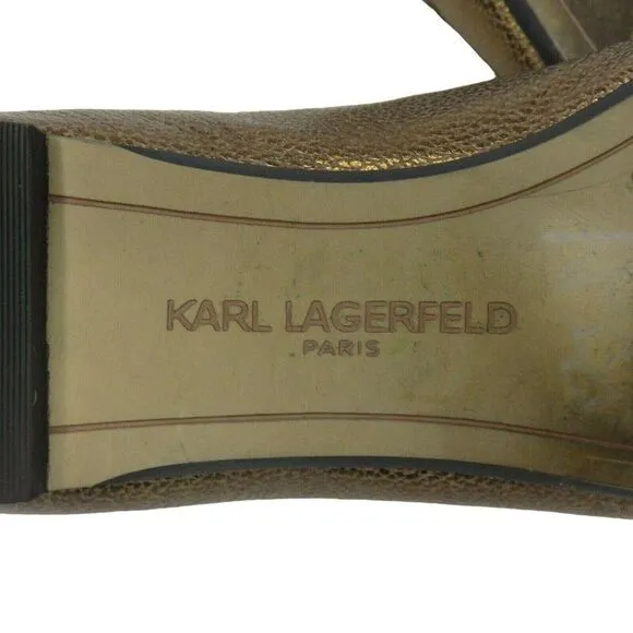 Karl Lagerfeld Destine Shoes Gold Bronze Pointy Toe Flats Size 6 M Shoes Paris