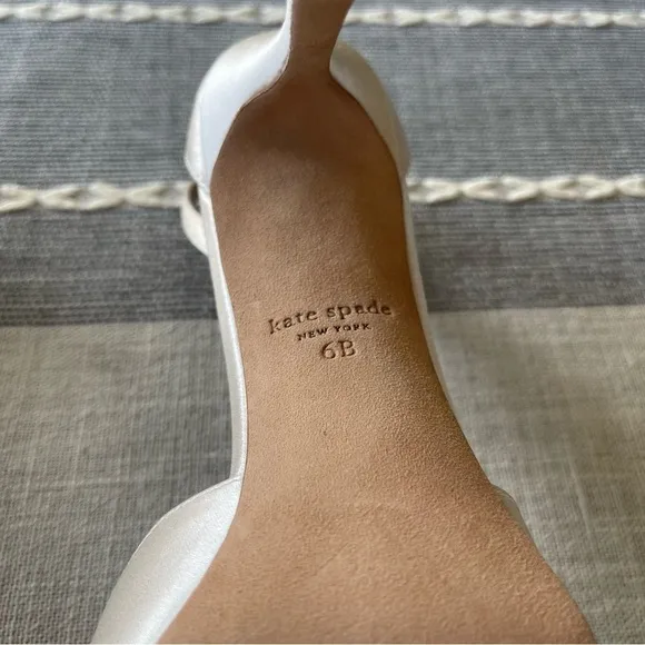 Kate Spade Bridal Bow Heeled Sandals Platform Ivory Satin Size 6