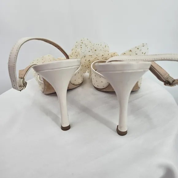Kate Spade Bridal Sparkle Tulle Slingback Heels | Size 9