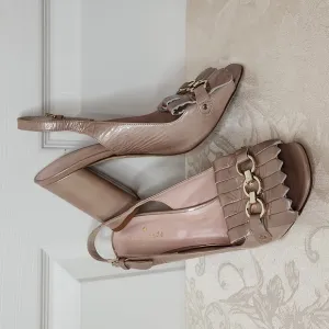 Kate Spade ♠️ Caileen Kiltie slingback crinkle blush patent leather open toe