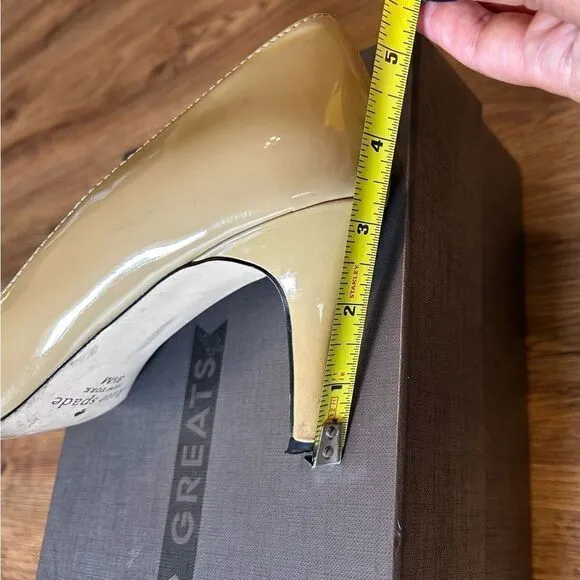 KATE SPADE New York tan black heels pumps open toe shoes women’s 8.5