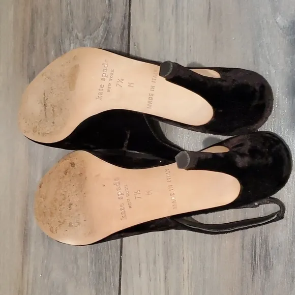 Kate Spade NY&quot;Like New&quot; Y2K velvet heels shoes open toe sandals sz 7.5 M