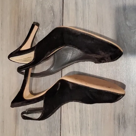 Kate Spade NY&quot;Like New&quot; Y2K velvet heels shoes open toe sandals sz 7.5 M