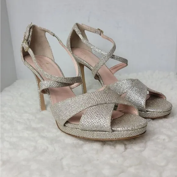 Kate Spade Womens Size 10 Glitter Pump Strappy Ankle Buckle Closure Heel Shoes