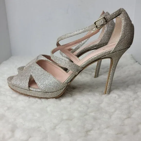 Kate Spade Womens Size 10 Glitter Pump Strappy Ankle Buckle Closure Heel Shoes