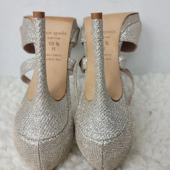 Kate Spade Womens Size 10 Glitter Pump Strappy Ankle Buckle Closure Heel Shoes