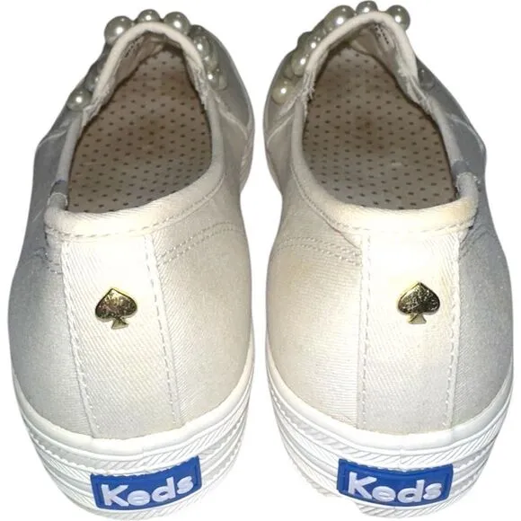 KATE SPADE x Keds Triple Decker Pearl Bridal Slip On Platform Shoes