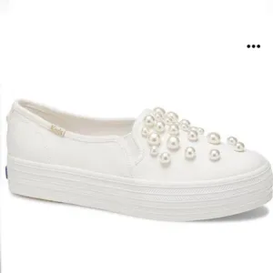 KATE SPADE x Keds Triple Decker Pearl Bridal Slip On Platform Shoes