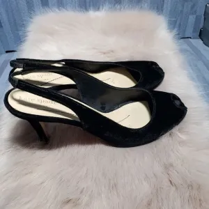 Kate Spade Open Toe Elastic Slk Black Velvet shoes