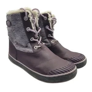 Keen Elsa L Waterproof Boots Kids 5 Purple Plum Lilac Faux Fur Collar - 1015491
