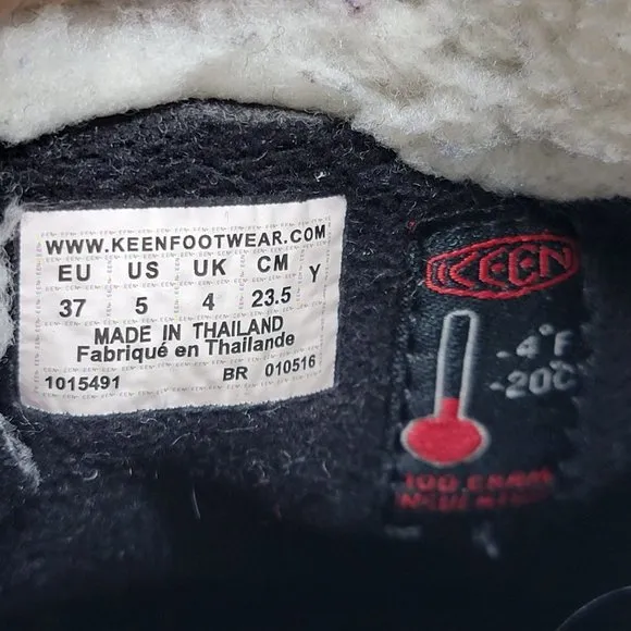 Keen Elsa L Waterproof Boots Kids 5 Purple Plum Lilac Faux Fur Collar - 1015491