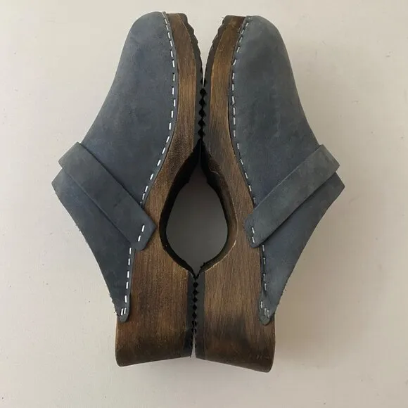 Kerstin Adolphson Wood Clogs Shoes Blue