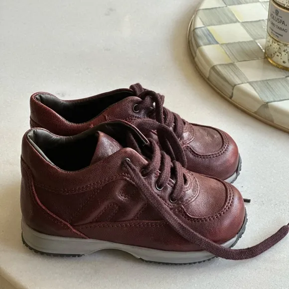 Kids Burgundy Leather Shoes