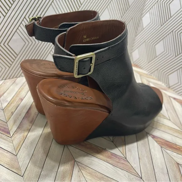 KORK-EASE BERIT PEEP TOE BLACK‎ LEATHER L2