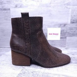 Kork-Ease Korks Leyland Snake Embossed Heeled Leather Boot Brown Women's sz 9