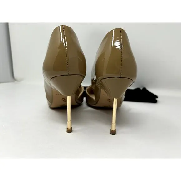Kurt Geiger London Women Camel Bond Patent-Leather Courts Stiletto High Heel 8.5