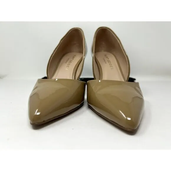 Kurt Geiger London Women Camel Bond Patent-Leather Courts Stiletto High Heel 8.5
