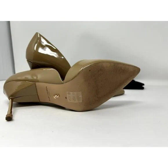Kurt Geiger London Women Camel Bond Patent-Leather Courts Stiletto High Heel 8.5