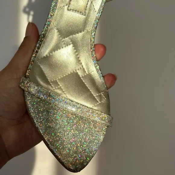 Kurt Geiger Shoreditch metal com silver glitter High Heel Sandals EU 38.5 US 8