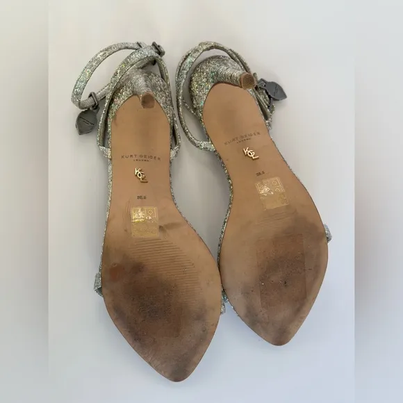 Kurt Geiger Shoreditch metal com silver glitter High Heel Sandals EU 38.5 US 8