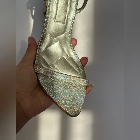 Kurt Geiger Shoreditch metal com silver glitter High Heel Sandals EU 38.5 US 8