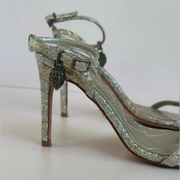 Kurt Geiger Shoreditch metal com silver glitter High Heel Sandals EU 38.5 US 8