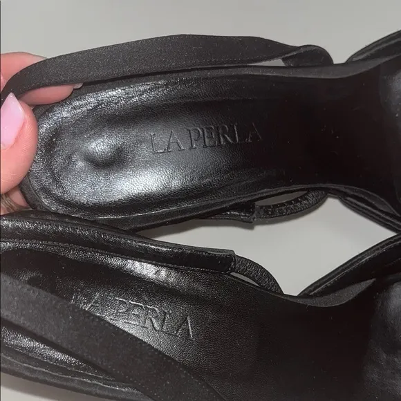 La Perla women’s size 38 Elegant Black sling back Heels / preowned/ vintage look