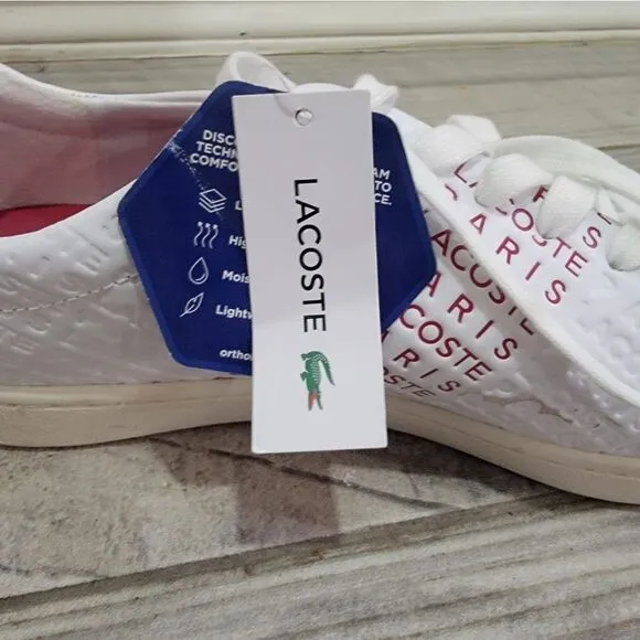Lacoste Men's Carnaby-EVO-119 White/Red Sneakers Shoes Size 9 USA - NWT No Box