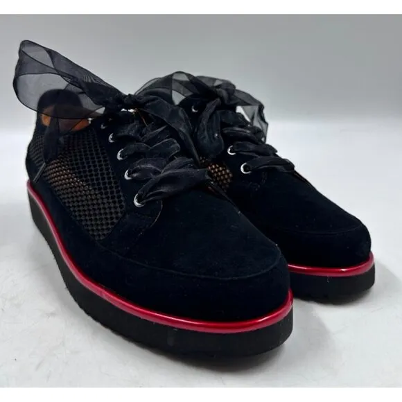 L'AmourDesPieds Womens Ladies Black Mesh Lace Up Fashion Sneakers Shoes Sz 9 NEW