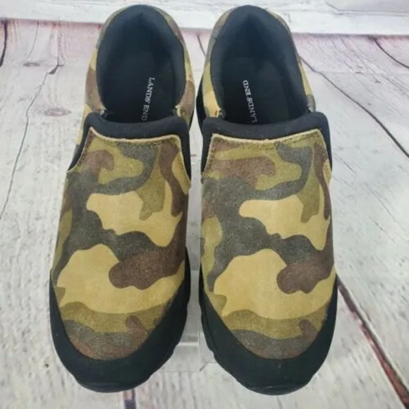 Land's End Youth Size 4 Camouflage Suede All Weather Moc Shoes