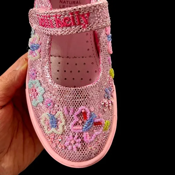 Lelli Kelly Mary Jane Toddler Girls Fashion Glitter Shoes Size 9 Pink Multicolor