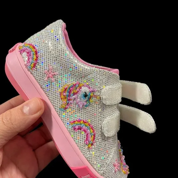 Lelli Kelly Toddler Girls Fashion Glitter Sneaker Size 8 Silver/ Pink Shoes