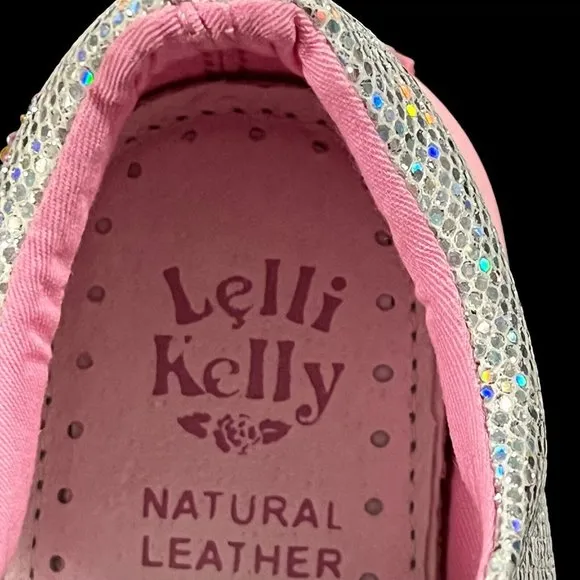 Lelli Kelly Toddler Girls Fashion Glitter Sneaker Size 8 Silver/ Pink Shoes