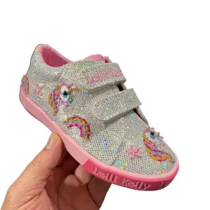 Lelli Kelly Toddler Girls Fashion Glitter Sneaker Size 8 Silver/ Pink Shoes