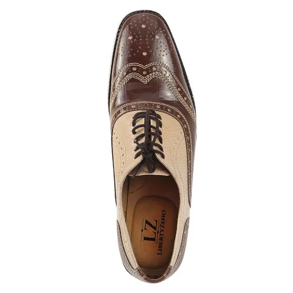 LIBERTYZENO Men's Brown Beige Lace-Up Shoes