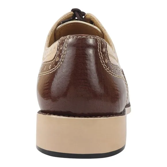 LIBERTYZENO Men's Brown Beige Lace-Up Shoes