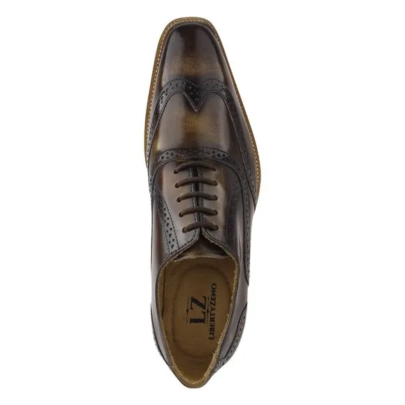 LIBERTYZENO Mens Brown Leather Oxford Style Dress Shoes