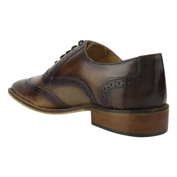 LIBERTYZENO Mens Brown Leather Oxford Style Dress Shoes