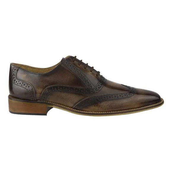LIBERTYZENO Mens Brown Leather Oxford Style Dress Shoes