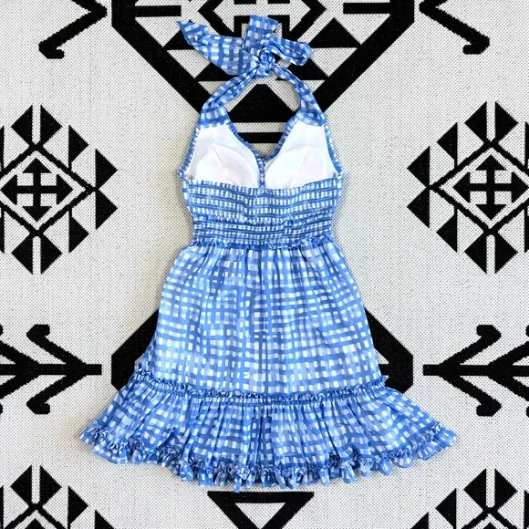Lilly Pulitzer Cailee Halter Tiered Mini Dress in Bennet Blue Feeling Beachy XS