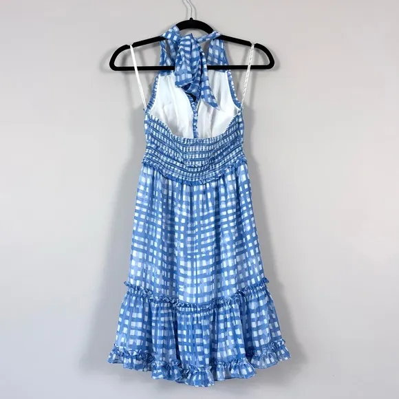 Lilly Pulitzer Cailee Halter Tiered Mini Dress in Bennet Blue Feeling Beachy XS
