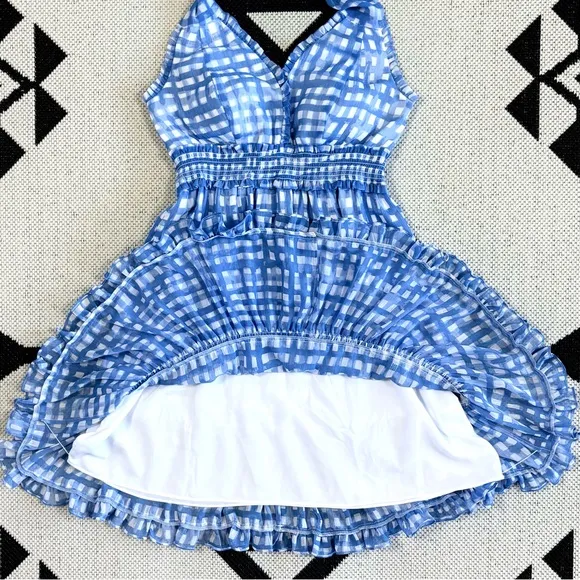Lilly Pulitzer Cailee Halter Tiered Mini Dress in Bennet Blue Feeling Beachy XS