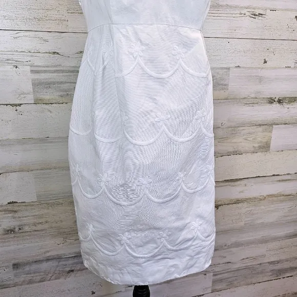 Lilly Pulitzer White Embroidered &amp; Beaded Strapless Mini Dress Sz 4 Boho Beachy