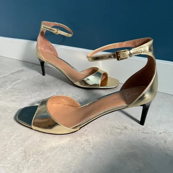 LINEA PAOLO GOLD heels sandals leather Strappy stilettos women’s 13 Nordstrom