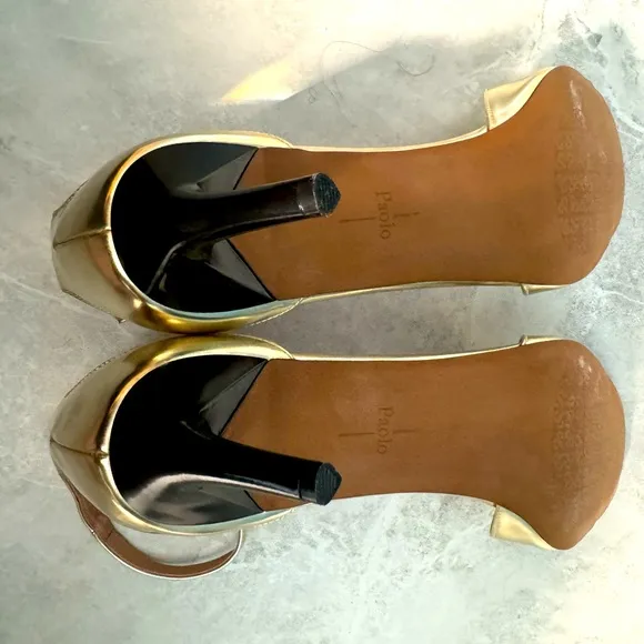 LINEA PAOLO GOLD heels sandals leather Strappy stilettos women’s 13 Nordstrom