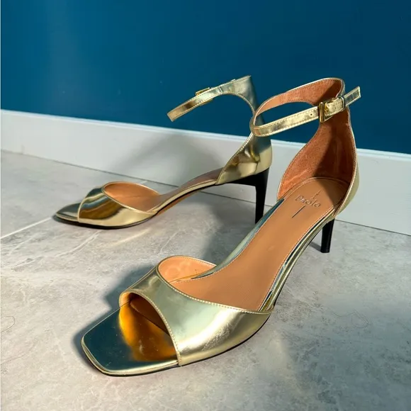 LINEA PAOLO GOLD heels sandals leather Strappy stilettos women’s 13 Nordstrom